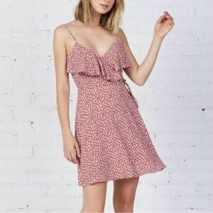 Bailey 44 Red Pink Ruffled Wrap Sundress
